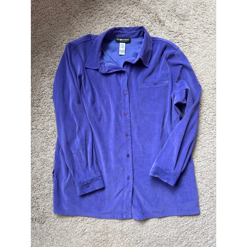 Vintage 90’s Sag Harbor Women's Purple Button-Up Shirt